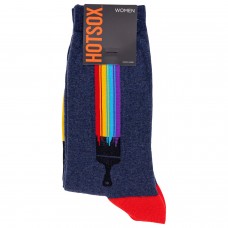 Hot Sox Women's Rainbow Brush Crew Socks 1 Pair, Denim Heather, Women's Shoe 4-10