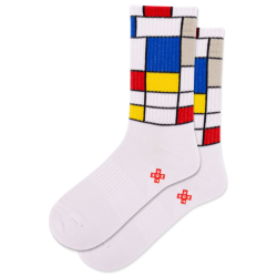 Hot Sox Women's Mondrian Active Crew Socks 1 Pair, White, Women's 4-10 Shoe Hot Sox Women's Mondrian Active Crew Socks 1 Pair, White, Women's 4-10 Shoe