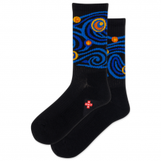 Hot Sox Women's Starry Night Active Crew Socks 1 Pair, Black, Women's 4-10 Shoe