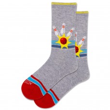 Hot Sox Women's Retro Bowling Crew Socks 1 Pair, Grey Heather, Women's Shoe 4-10