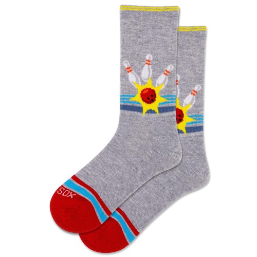 Hot Sox Women's Retro Bowling Crew Socks 1 Pair, Grey Heather, Women's Shoe 4-10 Hot Sox Women's Retro Bowling Crew Socks 1 Pair, Grey Heather, Women's Shoe 4-10
