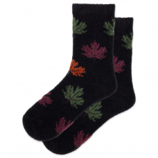 Hot Sox Women's Leaves Feathery Boot Crew Socks 1 Pair, Black, Women's 4-10 Shoe