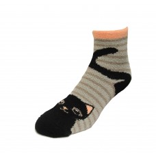 Hot Sox Women's Cat Cozy Gripper Short Crew Sock 1 Pair, Grey, Women's 9-11