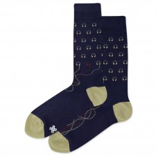 Hot Sox Men's Headphones Crew Socks 1 Pair,Navy, Men's 6-12 Shoe