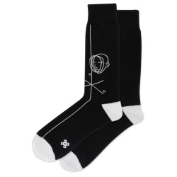Hot Sox Men's Face Figure Crew Socks 1 Pair, Black, Men's 6-12 Shoe