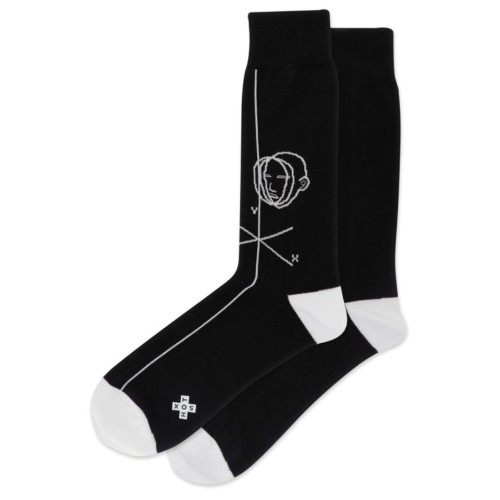 Hot Sox Men's Face Figure Crew Socks 1 Pair, Slate Grey, Men's 6-12 Shoe