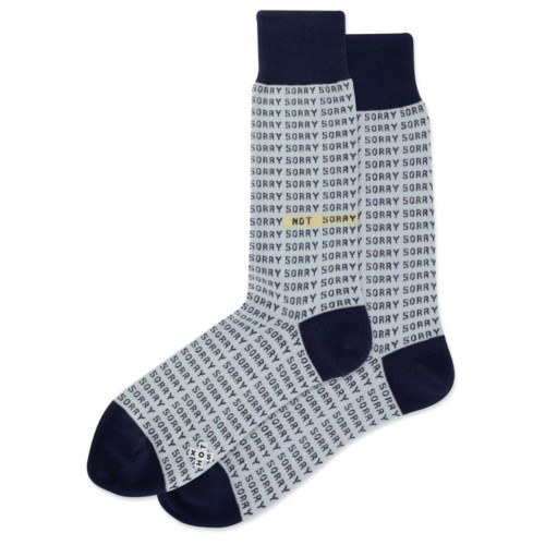 Hot Sox Men's Sorry Not Sorry Crew Socks 1 Pair, Light Blue, Men's 6-12 Shoe Hot Sox Men's Sorry Not Sorry Crew Socks 1 Pair, Light Blue, Men's 6-12 Shoe