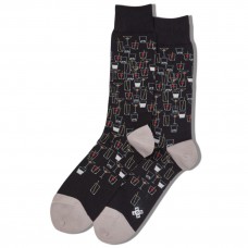 Hot Sox Men's Cocktails Crew Socks 1 Pair, Black, Men's 6-12 Shoe