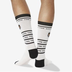Hot Sox Men's King Tiger Embroidered Crew Socks 1 Pair, White, Men's 6-12 Shoe Hot Sox Men's King Tiger Embroidered Crew Socks 1 Pair, White, Men's 6-12 Shoe