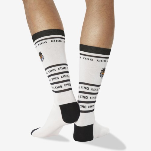 Hot Sox Men's King Tiger Embroidered Crew Socks 1 Pair, White, Men's 6-12 Shoe