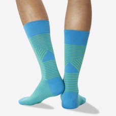 Hot Sox Men's Unparalleled Stripes Crew Socks 1 Pair, Bright Blue, Men's 6-12 Shoe