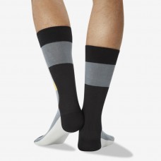 Hot Sox Men's Color Block Stripe Crew Socks 1 Pair, Grey, Men's 6-12 Shoe