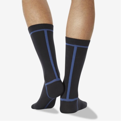 Hot Sox Men's Front And Back Stripe Crew Socks 1 Pair, Slate Grey, Men's 6-12 Shoe