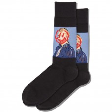 Hot Sox Men's Van Gogh Smiley Crew Socks 1 Pair, Black, Men's 6-12 Shoe