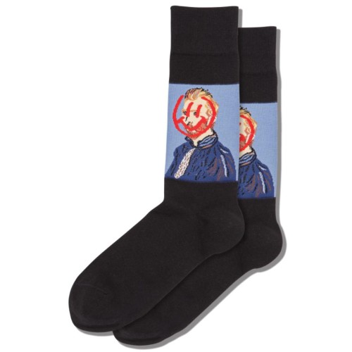 Hot Sox Men's Van Gogh Smiley Crew Socks 1 Pair, Black, Men's 6-12 Shoe Hot Sox Men's Van Gogh Smiley Crew Socks 1 Pair, Black, Men's 6-12 Shoe