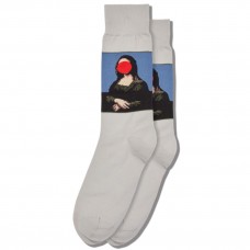 Hot Sox Men's Mona Lisa Dot Crew Socks 1 Pair, Light Grey, Men's 6-12 Shoe