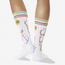 Hot Sox Men's Nyc Transit Map Crew Socks 1 Pair, White, Men's 6-12 Shoe