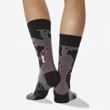 Hot Sox Men's World Map Crew Socks 1 Pair, Black, Men's 6-12 Shoe