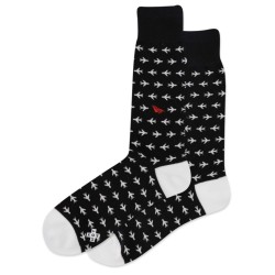 Hot Sox Men's Paper Airplane Crew Socks 1 Pair, Black, Men's 6-12 Shoe Hot Sox Men's Paper Airplane Crew Socks 1 Pair, Black, Men's 6-12 Shoe