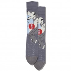 Hot Sox Men's Geisha Abstract Crew Socks 1 Pair, Dark Grey, Men's 6-12 Shoe