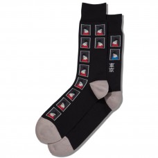 Hot Sox Men's Geisha Stamps Crew Socks 1 Pair, Black, Men's 6-12 Shoe