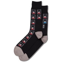 Hot Sox Men's Geisha Stamps Crew Socks 1 Pair, Black, Men's 6-12 Shoe Hot Sox Men's Geisha Stamps Crew Socks 1 Pair, Black, Men's 6-12 Shoe