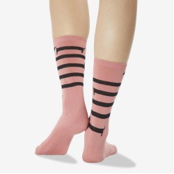 Hot Sox Women's Striped Dachshund Crew Socks 1 Pair, Deep Cordovan, Women's 4-10 Shoe