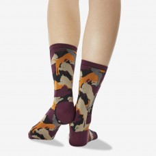 Hot Sox Women's Lion Camouflage Crew Socks 1 Pair, Burgundy, Women's 4-10 Shoe