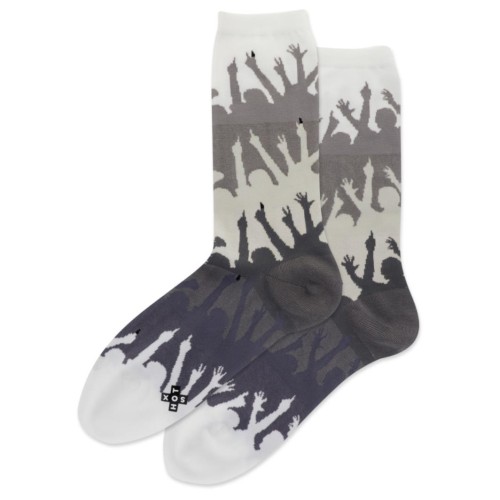 Hot Sox Women's Festival Crowd Stripe Crew Socks 1 Pair, Grey, Women's 4-10 Shoe