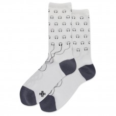 Hot Sox Women's Headphones Crew Socks 1 Pair, Light Grey, Women's 4-10 Shoe