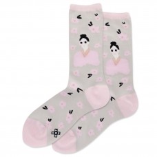 Hot Sox Women's Flower Girls Crew Socks 1 Pair, Light Grey, Women's 4-10 Shoe