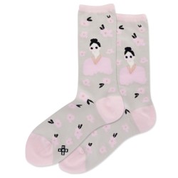 Hot Sox Women's Flower Girls Crew Socks 1 Pair, Light Grey, Women's 4-10 Shoe