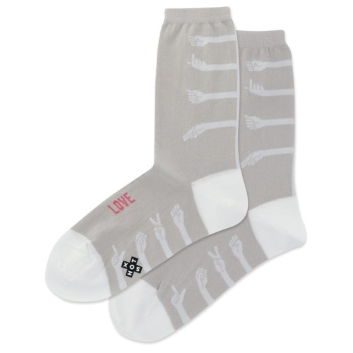Hot Sox Women's Love Hate Crew Socks 1 Pair, Light Grey, Women's 4-10 Shoe
