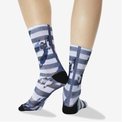 Hot Sox Women's Crosswalk Tube Crew Socks 1 Pair, Black/White, Women's 4-10 Shoe