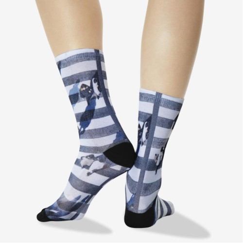 Hot Sox Women's Crosswalk Tube Crew Socks 1 Pair, Black/White, Women's 4-10 Shoe