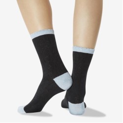 Hot Sox Women's Floral Texture Crew Socks 1 Pair, Black, Women's 4-10 Shoe