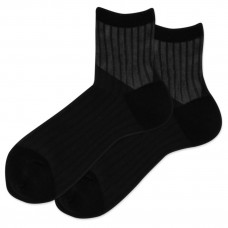 Hot Sox Women's Cotton Sheet Ribbed Anklet Crew Socks 1 Pair, Black, Women's 4-10 Shoe