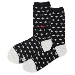 Hot Sox Women's Paper Airplane Crew Socks 1 Pair, Black, Women's 4-10 Shoe Hot Sox Women's Paper Airplane Crew Socks 1 Pair, Black, Women's 4-10 Shoe