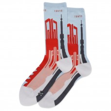 Hot Sox Women's Tokyo Skyline Crew Socks 1 Pair, Light Blue, Women's 4-10 Shoe