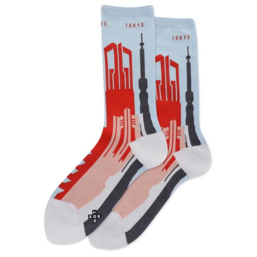 Hot Sox Women's Tokyo Skyline Crew Socks 1 Pair, Light Blue, Women's 4-10 Shoe Hot Sox Women's Tokyo Skyline Crew Socks 1 Pair, Light Blue, Women's 4-10 Shoe