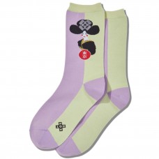 Hot Sox Women's Geisha Portrait Crew Socks 1 Pair, Green, Women's 4-10 Shoe