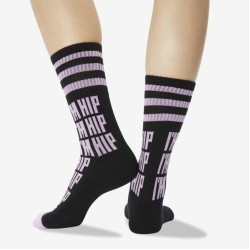 Hot Sox Women's I'M Hip Sport Crew Socks 1 Pair, Black, Women's 4-10 Shoe Hot Sox Women's I'M Hip Sport Crew Socks 1 Pair, Black, Women's 4-10 Shoe