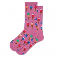 Hot Sox Women's Icecream Cones Crew Socks 1 Pair, Pink, Women's 4-10 Shoe