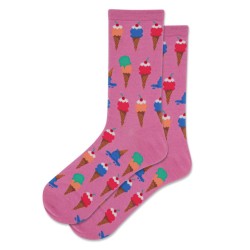 Hot Sox Women's Icecream Cones Crew Socks 1 Pair, Pink, Women's 4-10 Shoe