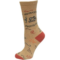 K.Bell Women's Sew Much Fabric! Crew Socks 1 Pair, Oatmeal Heather, Women's 4-10 Shoe