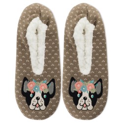 K. Bell Flower Puppy Cozy Slippers 1 Pair, Taupe Heather, Small/Medium