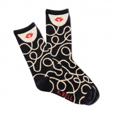 K. Bell Women's Spaghetti Crew Socks 1 Pair, Black, Women's Shoe 9-11