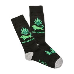 K. Bell Men's Mariguana Crew Socks 1 Pair, Black, Men's Shoe 10-13 K. Bell Men's Mariguana Crew Socks 1 Pair, Black, Men's Shoe 10-13