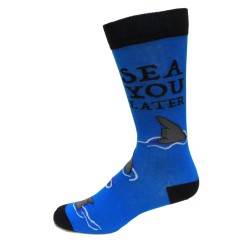 K. Bell Men's Sea You Later Crew Socks 1 Pair, Blue Melange, Men's 10-13 Shoe