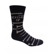 K. Bell Men's Screwed Crew Socks 1 Pair, Blue/Grey, Men's 10-13 Shoe